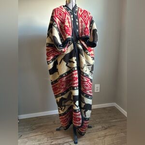 Wearable blanket western country horse cowboy Red Aztec pattern rodeo camping